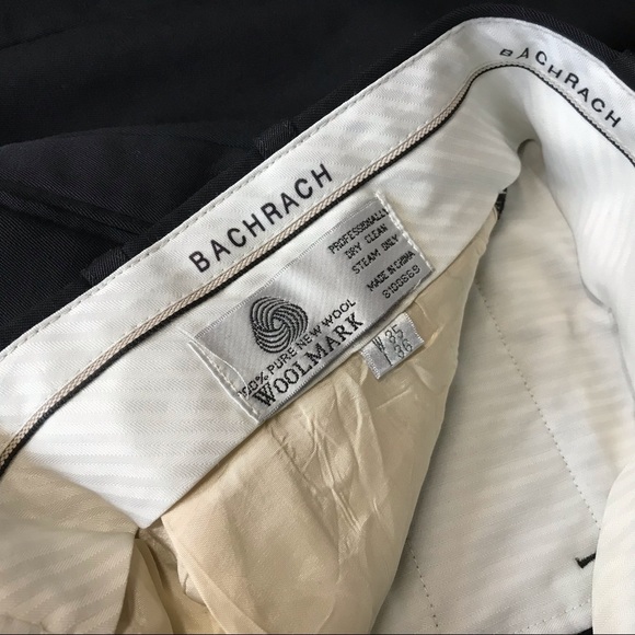 Bachrach Three-Tuck Slacks, Made in USA, Men's, Size W35 unclear black type Vintage Second Hand